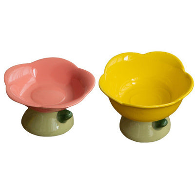 Ceramic Protection Cervical Vertebra Anti-overturningCat Dog Flower Bowl