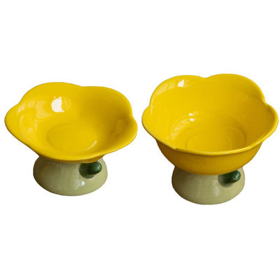 Ceramic Protection Cervical Vertebra Anti-overturningCat Dog Flower Bowl