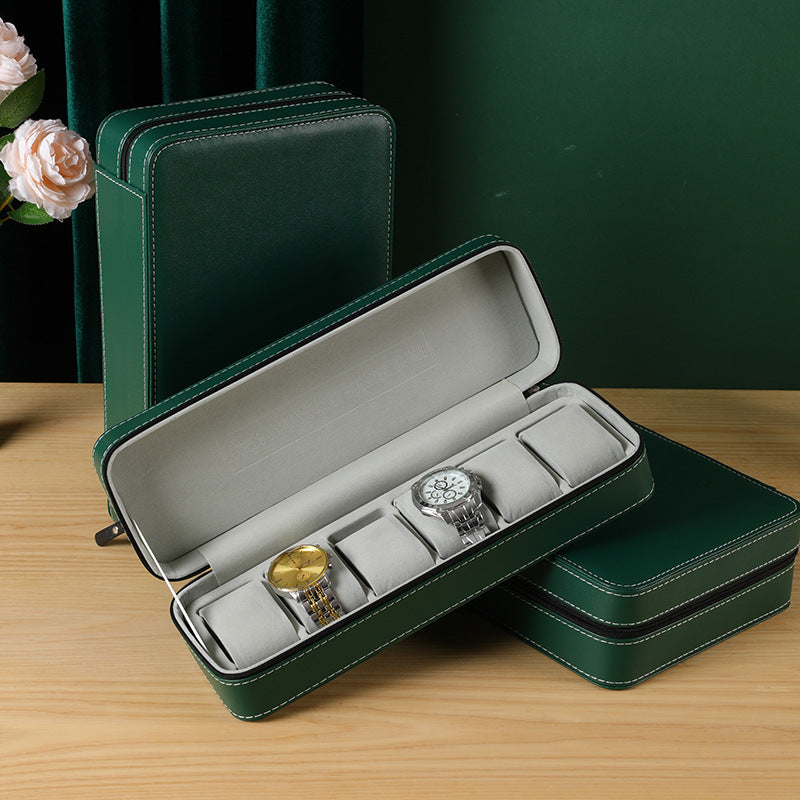 Green Zipper Watch Organizer Portable
