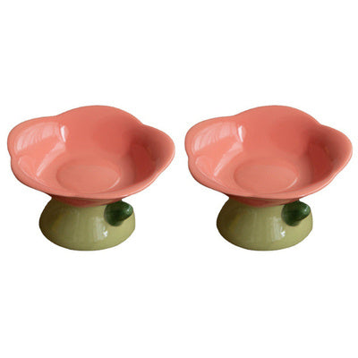 Ceramic Protection Cervical Vertebra Anti-overturningCat Dog Flower Bowl