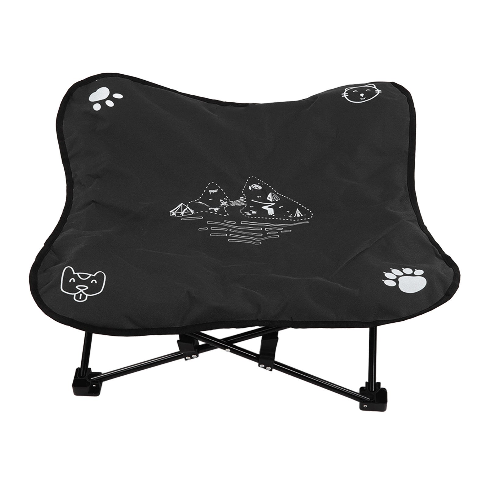 Elevated Dog Bed Foldable Portable Aluminum Alloy Bracket Soft Cushion Dog Cots Beds for Outdoors Camping Black