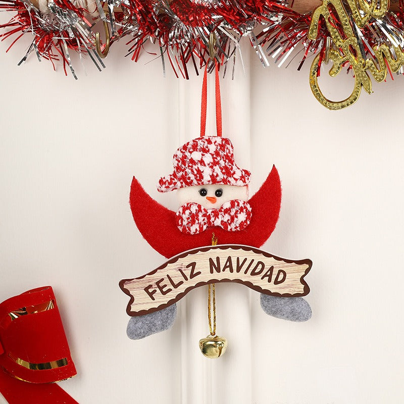 New Christmas Pendant Cute Cartoon Santa Claus Elk Decoration Christmas Tree Bell Pendant