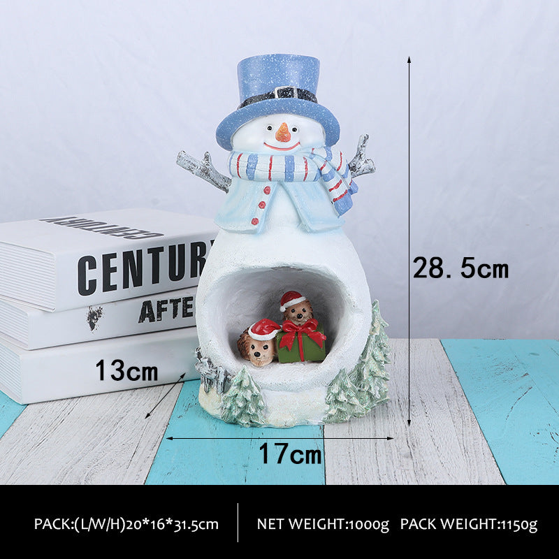 Christmas party decorations, cute Christmas snowman figurines, desktop ornaments, Christmas gifts with illuminated ambient lights