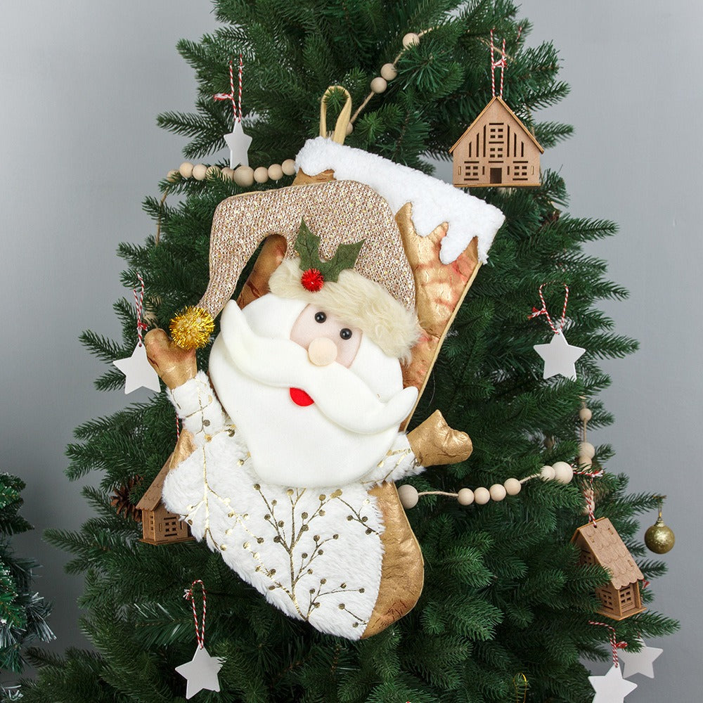 New Christmas gold hot stamping socks candy bag pendant gift bag Christmas socks gift bag