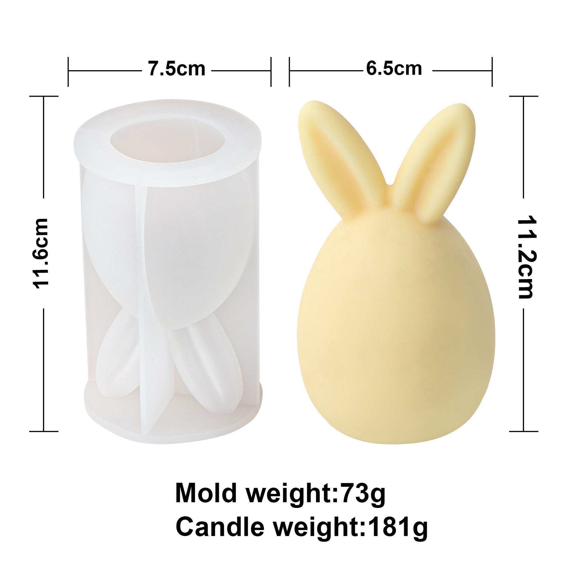 Silicone Egg Bunny Candle Mold Easter Halloween Easter Egg Stereo 3D Rabbit Fondant