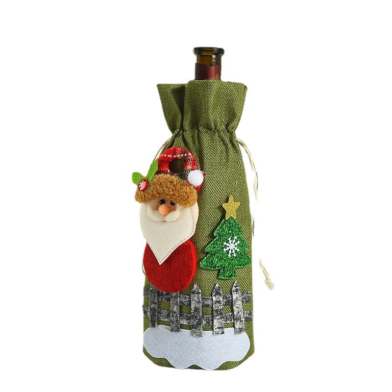 Christmas party supplies, Christmas decorations, red wine bags for the elderly, Christmas decal decorations, wine bottle covers