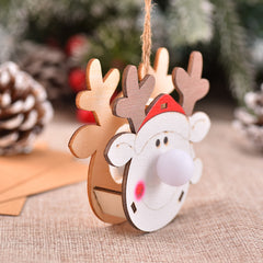 Christmas glowing wooden figurine pendant, Christmas tree decoration small pendant, wooden Christmas decoration supplies