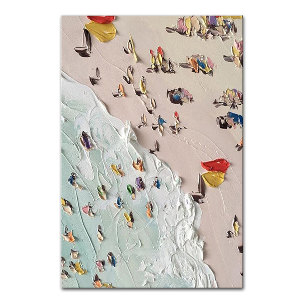 Hand Painted Beach Thick Oil Canvas Painting Wall Art Home Decor