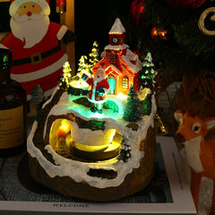 New music train will spin Christmas resin ornaments decorations Christmas gifts luminous houses