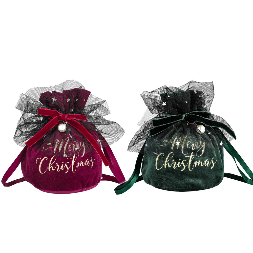 Christmas velvet apple gift bag, Christmas decorative items, children's candy bag, gift bag