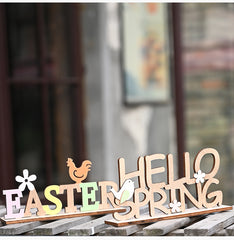 Easter Wooden Letter Plate Decoration Creative Color Letter Plate Tablecloth Decoration