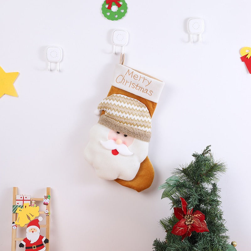 New Christmas Candy Bag Gift Bag Cute Cartoon Big Head Elderly Snowman Elk Christmas Socks Decoration