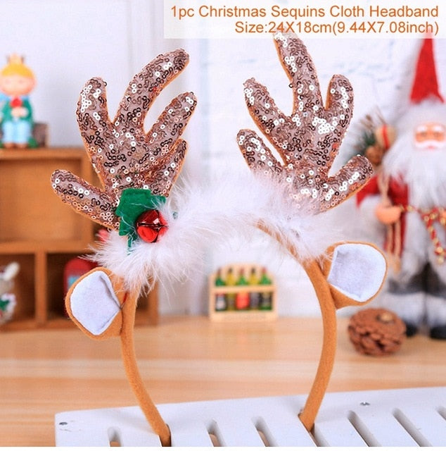 Merry Christmas Sequins Headband Christmas Ornaments Xmas Decooration Christmas Party Happy New Year Cristmas