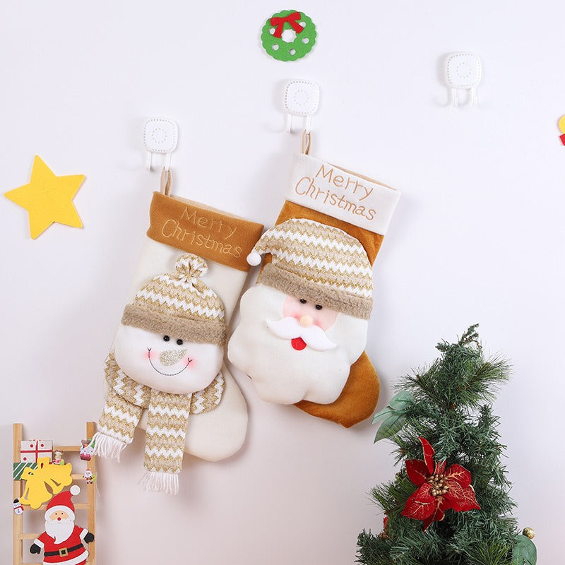 New Christmas Candy Bag Gift Bag Cute Cartoon Big Head Elderly Snowman Elk Christmas Socks Decoration