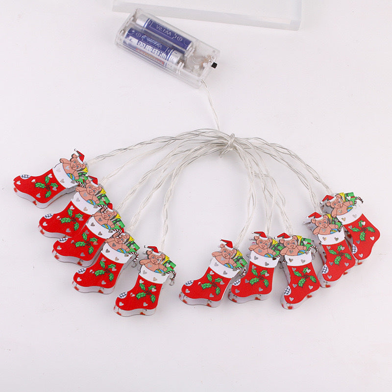 Christmas Iron, Santa Claus, Snowman, Deer, Christmas Tree, Christmas Socks, Mixed Elements, Decorative LED Lights