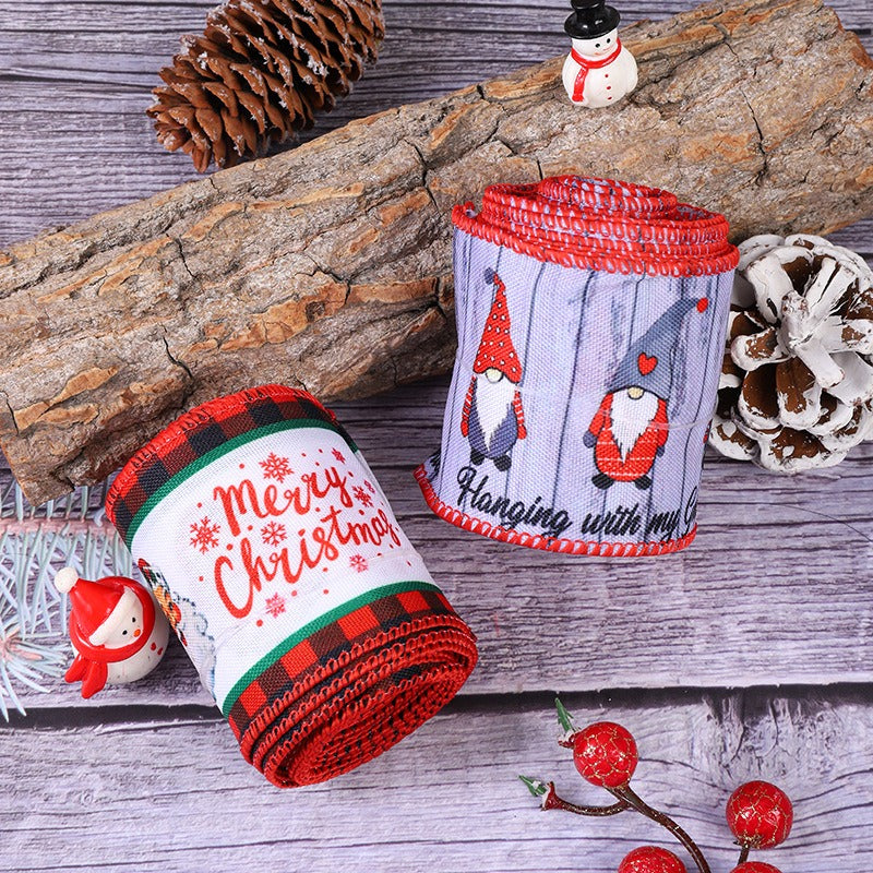 Christmas ribbon DIY ribbon Christmas tree decoration ribbon Santa Claus colorful bow ribbon