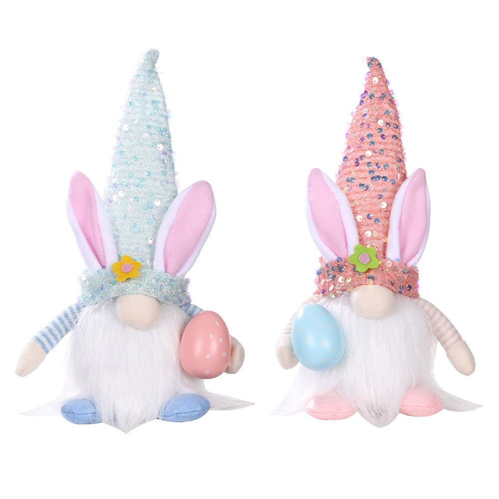 New Easter decoration with lighted sequin hat faceless doll doll Easter decoration doll