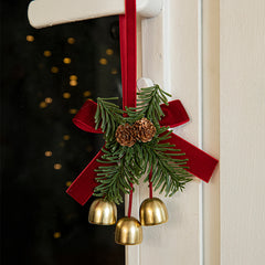 Christmas Pendant Small Bell Velvet Bow Christmas Tree Pinecone Scene Decoration Supplies Decorative Small Pendant