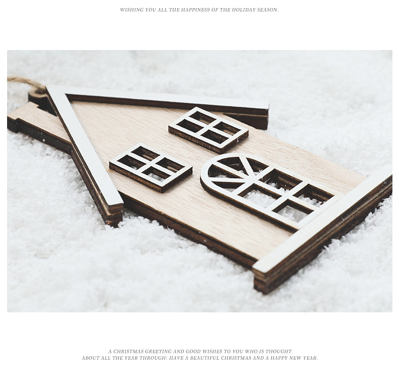 Christmas New Products Christmas Tree Small House Wooden Creative Small Pendant Hanging Decoration Christmas Decorations Gifts