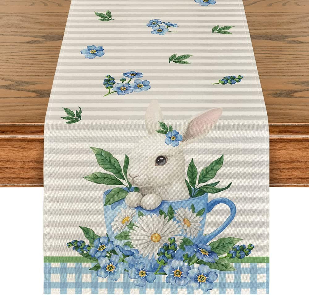 Linen Easter Rabbit Egg Restaurant Holiday Decoration Tablecloth