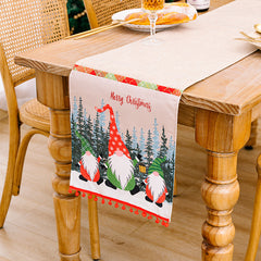 Christmas New Forest Old Man Linen Color blocked Table Flag Christmas Atmosphere Decoration Table Flag Decoration