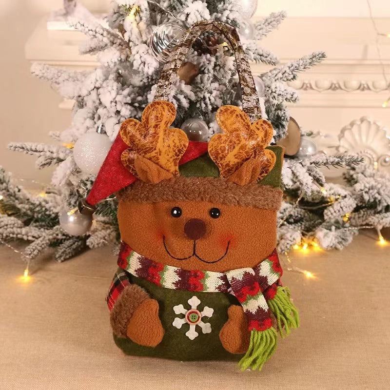 Christmas decoration supplies, elderly snowman, deer figurine, candy bag, Christmas gift bag, handbag, gift bag