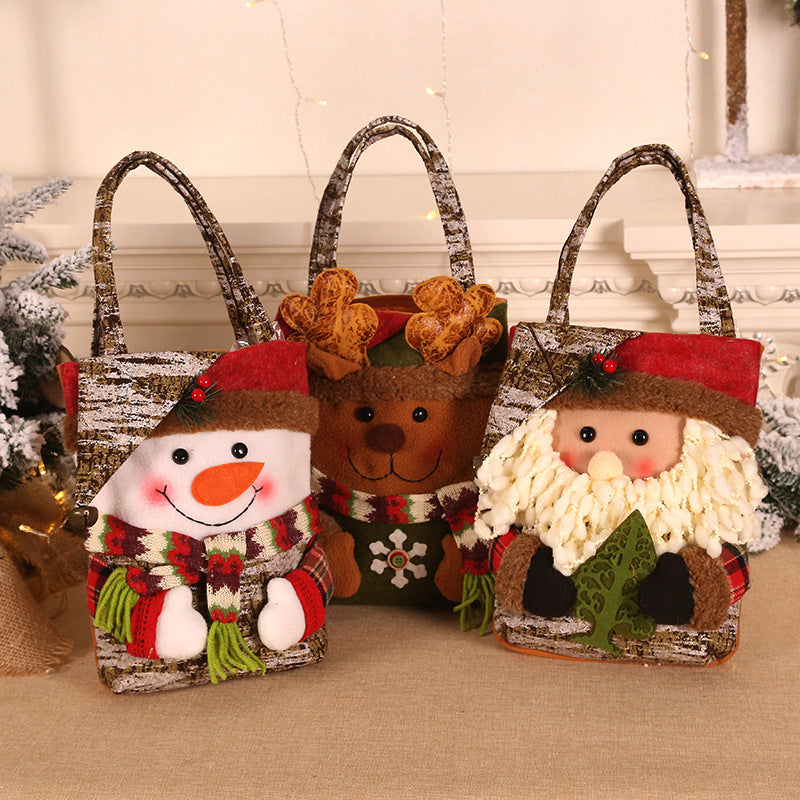 Christmas decoration supplies, elderly snowman, deer figurine, candy bag, Christmas gift bag, handbag, gift bag