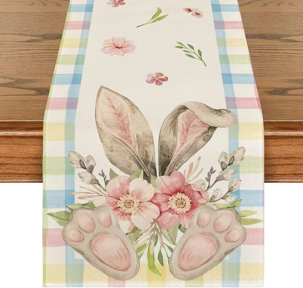 Linen Easter Rabbit Egg Restaurant Holiday Decoration Tablecloth