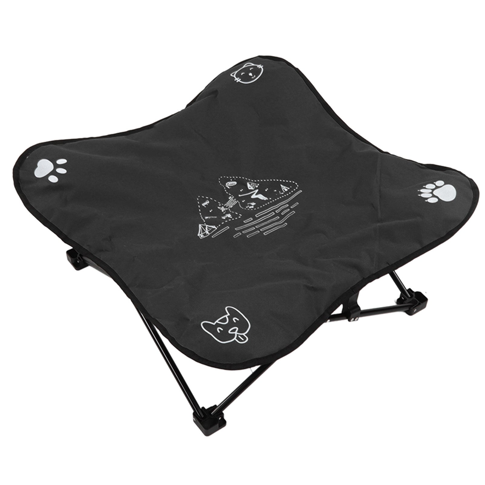 Elevated Dog Bed Foldable Portable Aluminum Alloy Bracket Soft Cushion Dog Cots Beds for Outdoors Camping Black