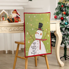 Christmas New Red and Green Snowman Elderly Chair Set, Stool Set, Home Atmosphere, Christmas Backrest Cushion Decoration