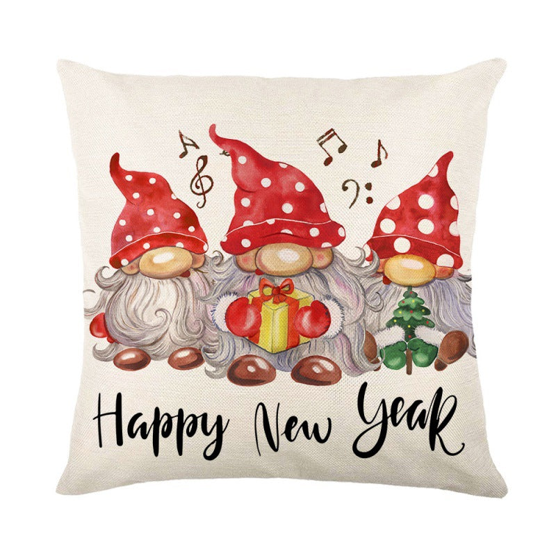 Christmas Pillow Cover Linen Printed Christmas Gift Home Sofa Cushion Cover Pillow