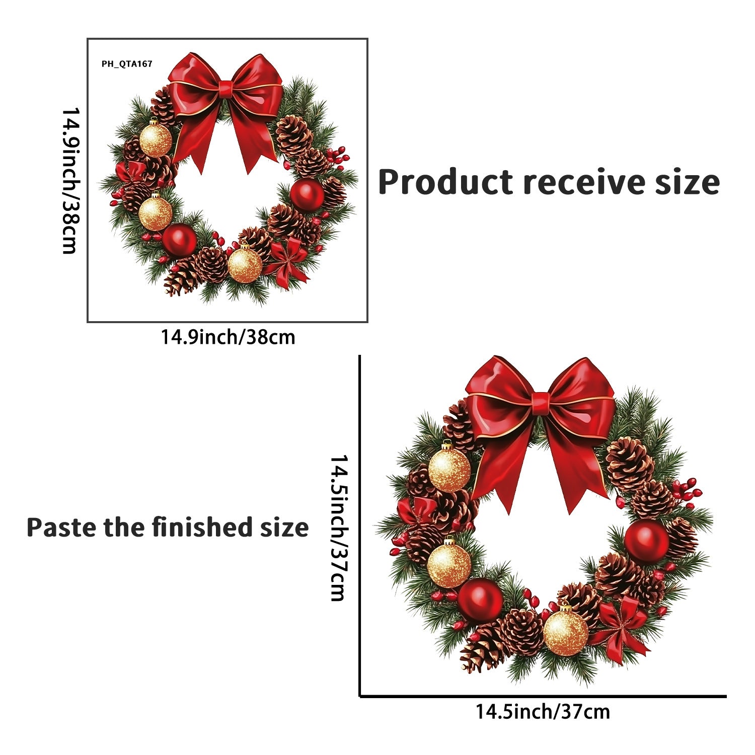 Christmas Red Bow Pinecone Christmas Ball Stickers Decoration Wall Stickers