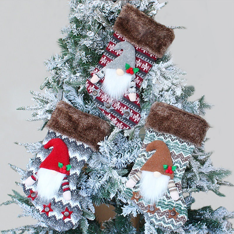 Christmas Tree Pendant 3D Christmas Socks Faceless Doll Gift Bag Plush Dwarf Old Man Candy Socks