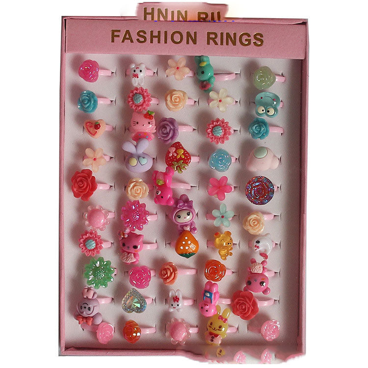 Children's Toy Ring Girl Cartoon Jewelry Play House Toy Princess Box Jewelry