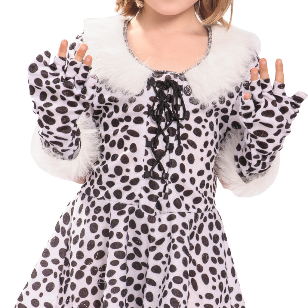 Children's white leopard cosplay costume