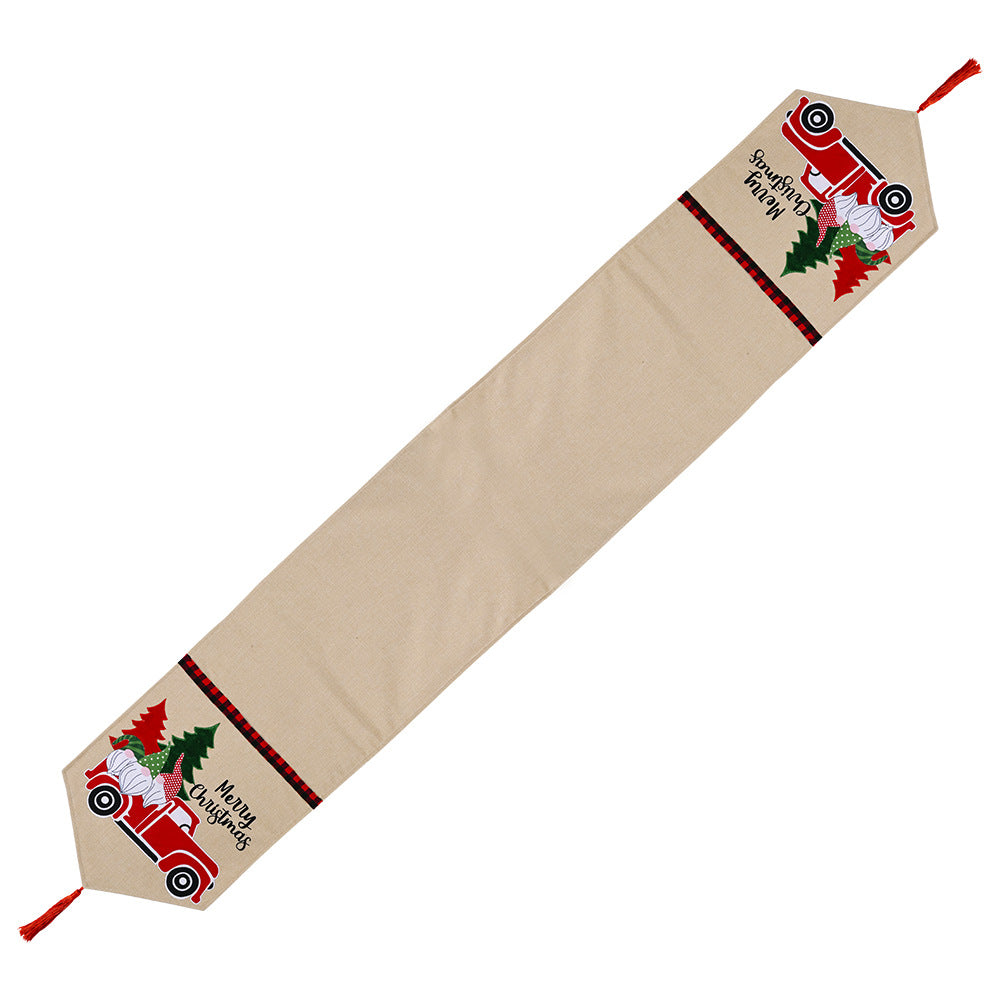 Christmas New Decorative Products Forest Elderly Car Table Flag Imitation Linen Creative Christmas Table Decoration