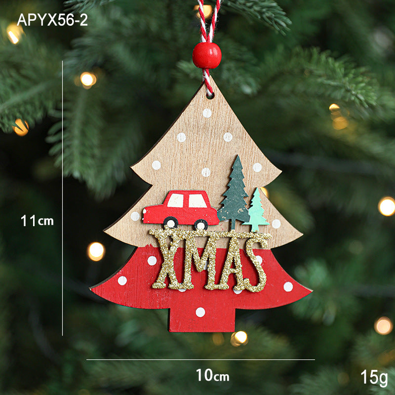 Christmas Pendant Wooden Star Pentagram Love Christmas Decoration Colorful Christmas Tree Decoration Atmosphere Arrangement