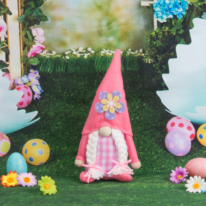 Easter Decoration Pink And Blue Plaid Doll