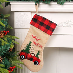 Saint Red Black Checkered Christmas Socks Pendant Car Christmas Tree Candy Socks Gift Bag Christmas Decorations