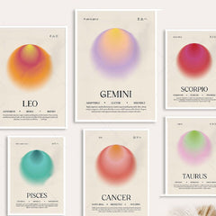 Retro 12 Zodiac Posters Canvas Wall Art Pictures Home Decor