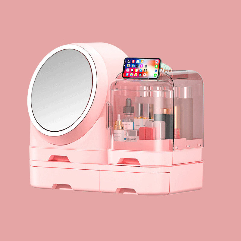 Desktop Makeup Organizer Dustproof With Mirror