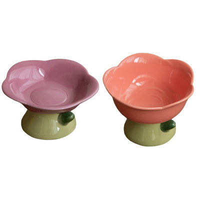 Ceramic Protection Cervical Vertebra Anti-overturningCat Dog Flower Bowl