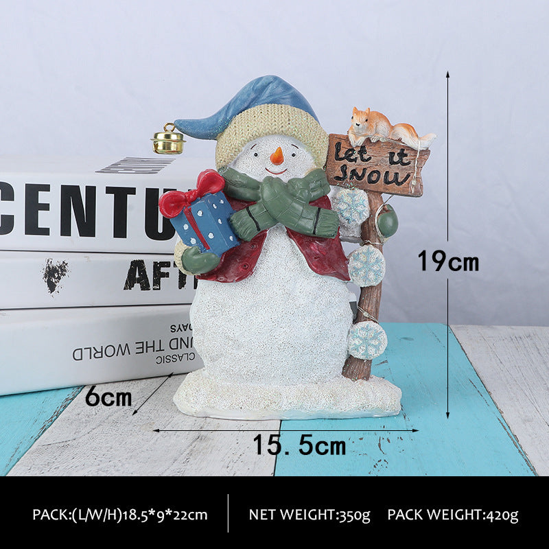 Christmas party decorations, cute Christmas snowman figurines, desktop ornaments, Christmas gifts with illuminated ambient lights
