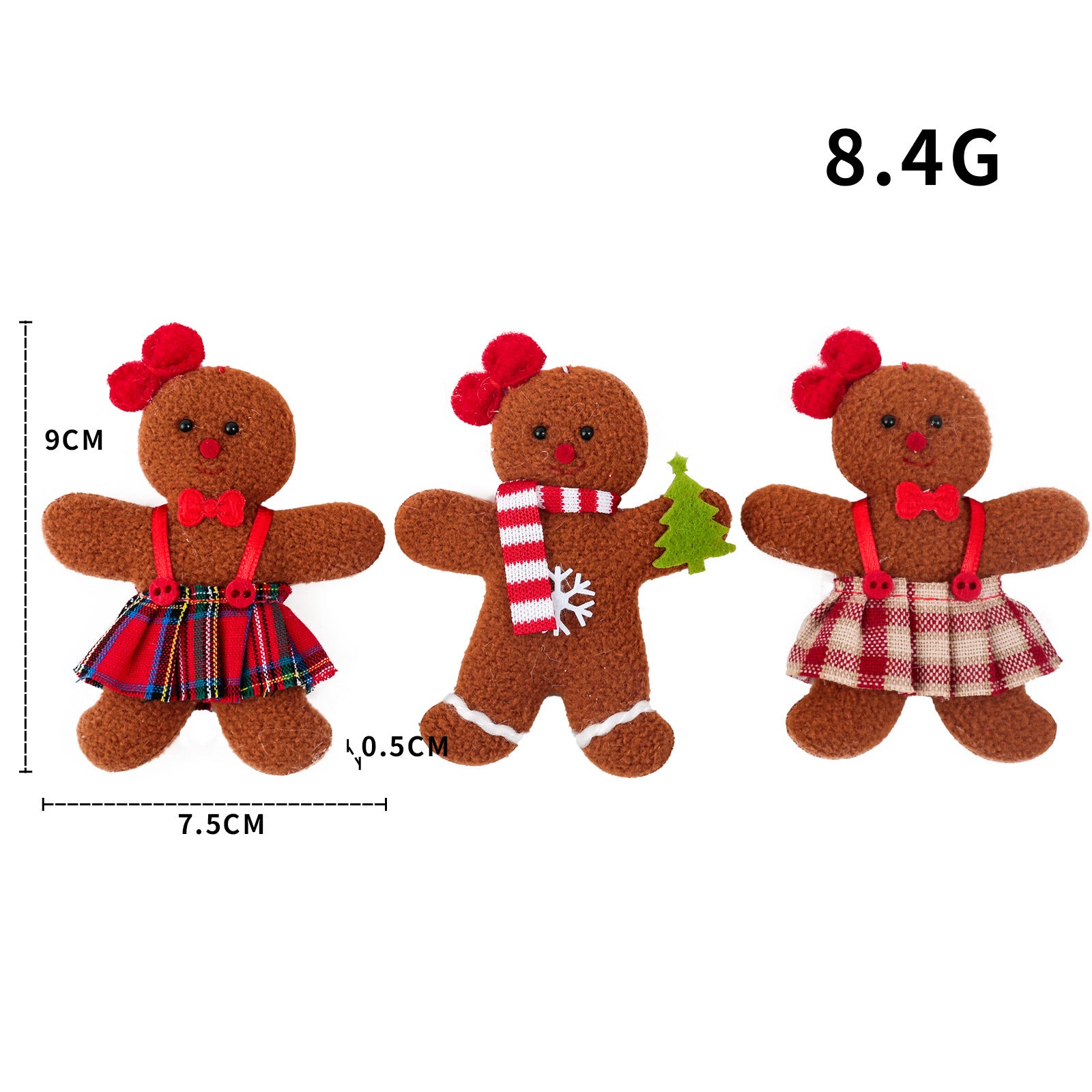 New Christmas Decoration Gingerbread Man Doll Small Pendant Christmas Tree Accessories Pendant 3-Piece Set