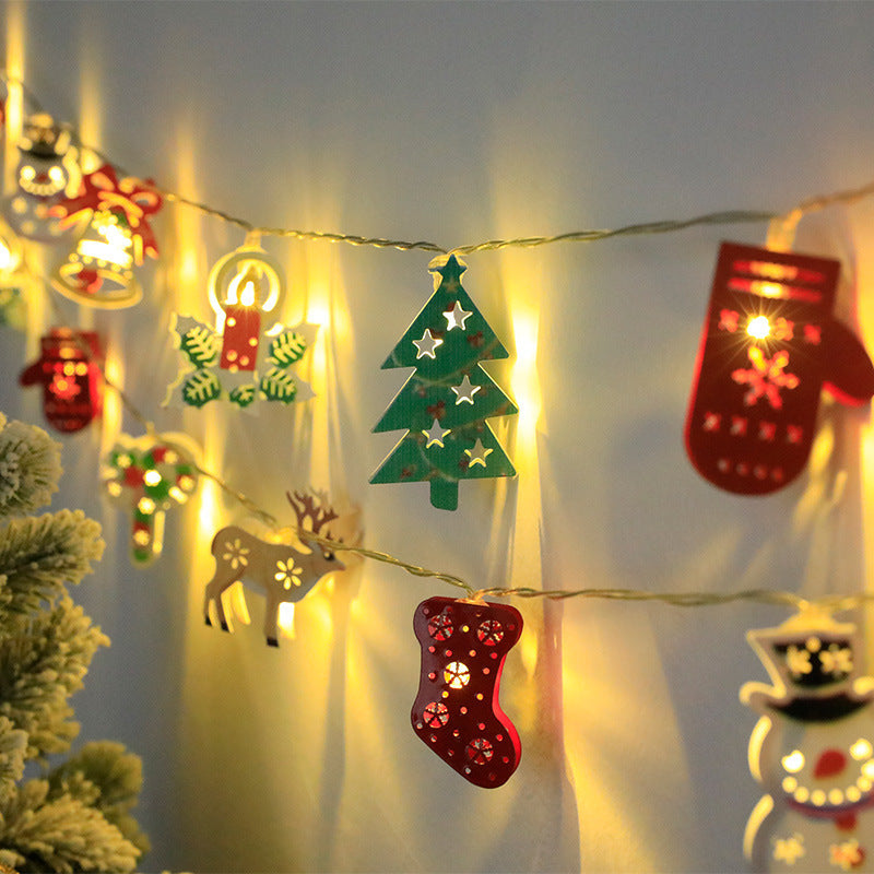 Christmas Iron, Santa Claus, Snowman, Deer, Christmas Tree, Christmas Socks, Mixed Elements, Decorative LED Lights