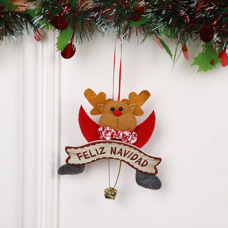 New Christmas Pendant Cute Cartoon Santa Claus Elk Decoration Christmas Tree Bell Pendant