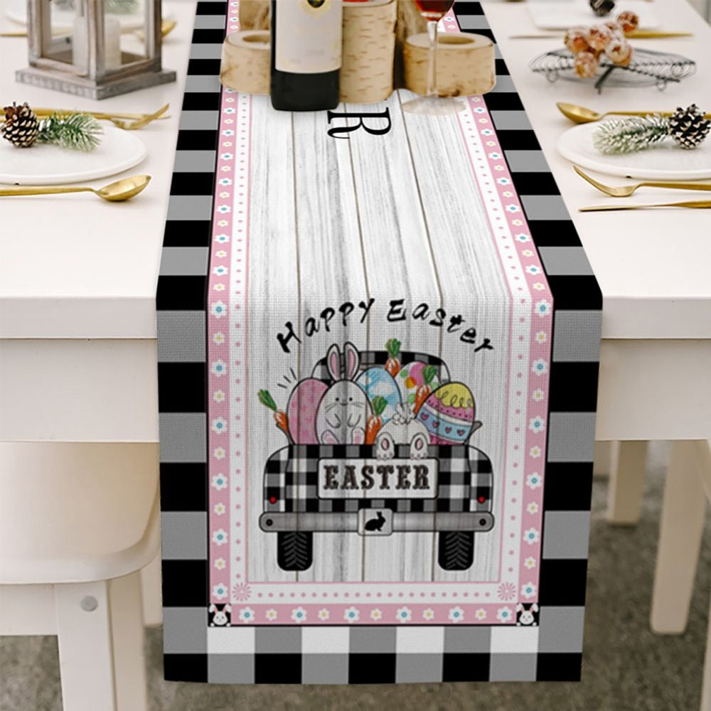 Light Luxury Wood Grain Bottom Easter Cotton And Linen Table Flag