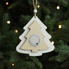 Christmas tree ornaments, decorative items, Christmas wooden accessories, luminous strip lights, white pentagram decoration, scene arrangement