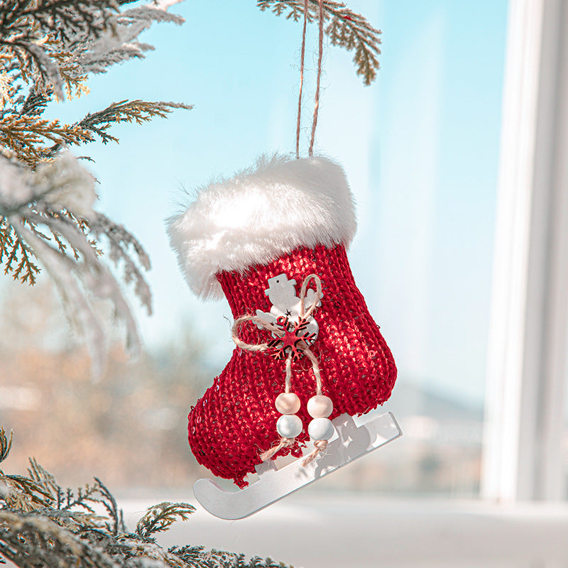 Christmas Socks, Red Plush Gloves, Christmas Tree Decoration Set, Christmas Decoration Pendant, Creative Pendant