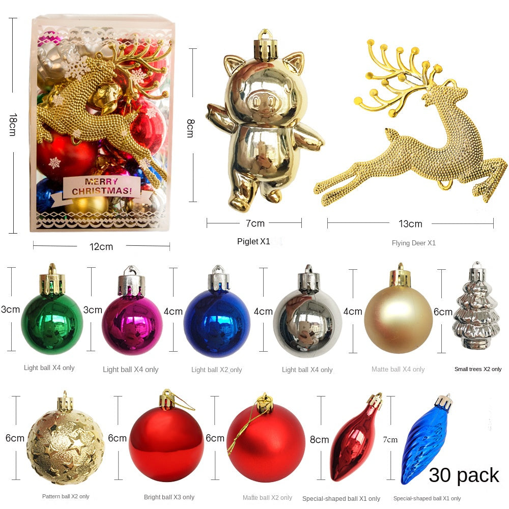 Christmas Decorations Bright Ball Gift Pack Christmas Tree Pendant Window Decoration Colorful Hanging Balls Set of 30